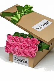 Розы Премиум 15 шт розовые в крафт коробке 50 см арт.6637 - Просто роза ру