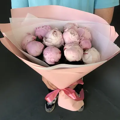 Купить Пионы 11 шт розовые арт. 12073 уно в Москве