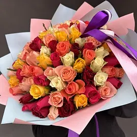 Розы Кения 101 шт микс 40 см в упаковке арт. 11838