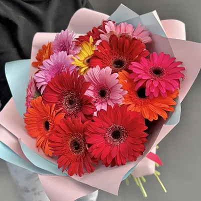 Купить Герберы 15 шт в упаковке арт. 11782 трес в Москве