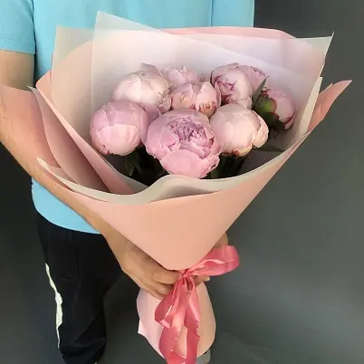 Купить Пионы 9 шт розовые арт. 12074 уно в Москве