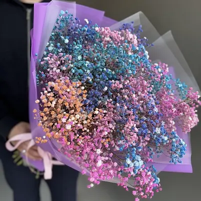 Купить Гипсофилы 25 шт цветные Упаковка арт.11180 - Просто роза ру в Москве