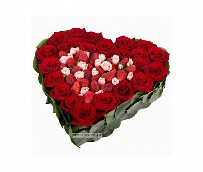 Купить Сердце клубничное в 23 розах (B1274) в Москве