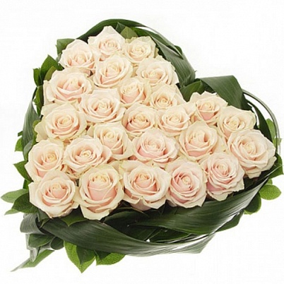 Купить Сердце бело-кремовое из 25 роз (B1278) в Москве