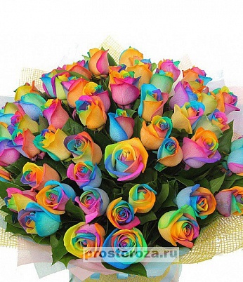 Купить Букет из 51 радужной розы в Москве