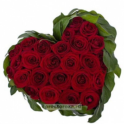 Сердце красное из 25 роз (B1284)