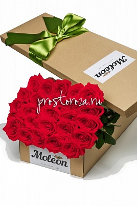 Розы Премиум 25 шт красные в крафт коробке 50 см арт.6623
