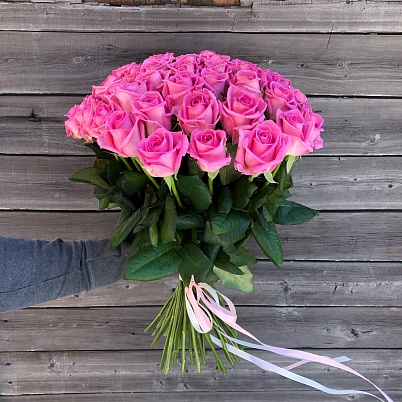 Розы Премиум 25 шт розовые 50 см арт. 11055