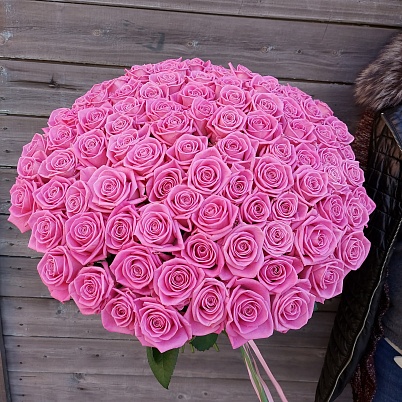 Розы Премиум 101 шт розовые 50 см арт.11071